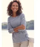 Langarmshirt ELBSAND "Tooske", Damen, Gr. S, grau (marine, blau gestreift),...