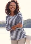 Langarmshirt ELBSAND "Tooske", Damen, Gr. S, grau (marine, blau gestreift), Jersey,