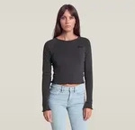 Langarmshirt G-STAR "Script Cropped r t ls wmn", Damen, Gr. XS, schwarz...