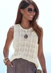 LASCANA Stricktop "aus transparentem Strick" &Auml;rmelloser Sommerpullover,...