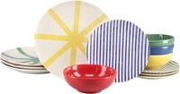 CreaTable Teller-Set "Mio Viva Bunt, Tellerset 12-tlg." Handgemalte Optik,...