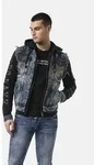 Jeansjacke CIPO & BAXX "CJ309", Herren, Gr. S, blau, Stoff, 100% Baumwolle, bedruckt,