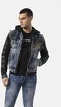 Jeansjacke CIPO & BAXX "CJ309", Herren, Gr. S, blau, Stoff, 100% Baumwolle, bedruckt,