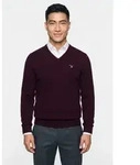 V-Ausschnitt-Pullover GANT "SUPERFINE LAMBSWOOL V-NECK", Herren, Gr. S, lila