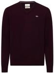 V-Ausschnitt-Pullover GANT "SUPERFINE LAMBSWOOL V-NECK", Herren, Gr. S, lila