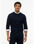 Wollpullover TOMMY HILFIGER "NY MERINO CREWNECK SWEATER", Herren, Gr. S, navy blau,