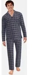 Pyjama TOM TAILOR, Herren, Gr. 48, Flanell, blau, dunkel, karo, Flanell,