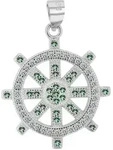 Amulett AKZENT "Wiebe" aus 925 Sterlingsilber, rhodiniert, langlebig", gr&uuml;n