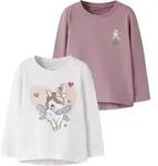 T-Shirt NAME IT "NMFVIX 2P LS TOP", M&auml;dchen, Gr. 92, rosa (hellwei&szlig; pack:lilas