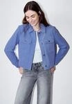 Kurzjacke STREET ONE STUDIO, Damen, Gr. 44, blau (blau echo), Stoff, Obermaterial: