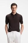 Kurzarmpullover BOSS "Nolano", Herren, Gr. L, braun (schwarz braun207), Strick,