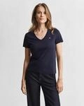 T-Shirt GANT "REG SHIELD KA V-NECK T-SHIRT", Damen, Gr. XXL, blau (evening blau),