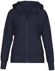 Sweatjacke TRIGEMA "TRIGEMA Kapuzenjacke", Damen, Gr. XS, blau (navy), Sweatware, 50%