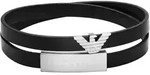 Wickelarmband EMPORIO ARMANI "Schmuck Geschenk Edelstahl, Leder", schwarz