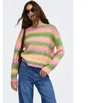 Strickpullover ONLY "ONLDUBLIN LS SPACE DYE O-NECK KNT", Damen, Gr. M, bunt (mosstone