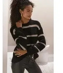 Strickpullover LASCANA "mit Streifenmuster und Lurexgarn aus Grobstrick",...