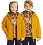 3-in-1-Funktionsjacke JACK WOLFSKIN "ICELAND 3IN1 PRINT JKT K", Jungen, Gr. 128, gelb