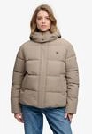 Steppjacke SUPERDRY "PREMIUM HOOD PUFFER JKT", Damen, Gr. XS, beige (fallen rock