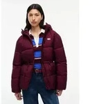 Steppjacke TOMMY JEANS "TJW HOODED MIDI PUFFER JACKET", Damen, Gr. XS (34), rot