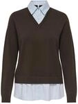 Strickpullover ONLY "ONLPAYSON LS MIX V-NECK KNT", Damen, Gr. M, braun (chocolate