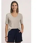 T-Shirt STREET ONE, Damen, Gr. 36, beige (clay sand), Web, 50% Modal, 50%...