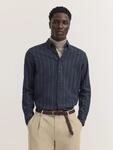 bugatti Langarmhemd "Modern Fit" Modern Fit Flanell Gestreift Button-Down