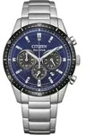 Chronograph CITIZEN, silber (silberfarben, blau, blau), Armbanduhren, Herren,