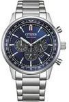 Chronograph CITIZEN "Classic Chrono", silber (silberfarben, blau, blau),