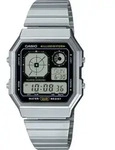Chronograph CASIO VINTAGE, silber (schwarz, edelstahlfarben, schwarz), Armbanduhren,