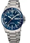 Quarzuhr FESTINA "Calendario Titanium", silber (titansilberfarben, blau, blau),