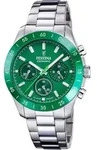 Chronograph FESTINA "Ceramic", silber (silberfarben, gr&uuml;n, gr&uuml;n), Armbanduhren,