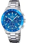 Chronograph FESTINA "Ceramic", silber (silberfarben, blau, blau), Armbanduhren,