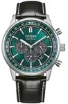 Chronograph CITIZEN "Classic Chrono", schwarz (schwarz, gr&uuml;n, gr&uuml;n), Armbanduhren,