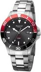 Solaruhr REGENT, silberfarben, rot, schwarz, Armbanduhren, Herren, silberfarben,