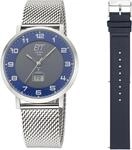 Funkuhr ETT "Atacama", silber (silberfarben, dunkelblau, blau), Armbanduhren,...