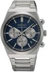 Chronograph SEIKO, silber (silberfarben, blau, blau), Armbanduhren, Damen,