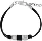 Lederarmband TOM TAILOR, schwarz (edelstahlfarben, schwarz), Armb&auml;nder, Herren,