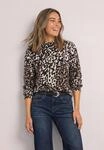 Stehkragenpullover STREET ONE, Damen, Gr. 34, schwarz coffee, Stoff, 48% Viskose, 32%