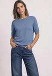 Kurzarmpullover STREET ONE, Damen, Gr. 38, northern blau meliert, Stoff, 75% Viskose,