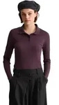 Langarm-Poloshirt MARC O'POLO DENIM "aus Rippjersey", Damen, Gr. XS, lila (rhubarb