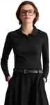 Langarm-Poloshirt MARC O'POLO DENIM "aus Rippjersey", Damen, Gr. XS, schwarz,