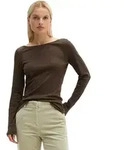 Langarmshirt MARC O'POLO "aus Organic Cotton-Qualit&auml;t", Damen, Gr. XXS, braun...