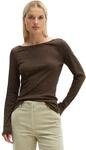 Langarmshirt MARC O'POLO "aus Organic Cotton-Qualit&auml;t", Damen, Gr. XXS, braun (burnt