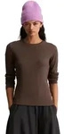 Langarmshirt MARC O'POLO DENIM "aus weichem Rippjersey", Damen, Gr. XS, braun