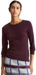 Langarmshirt MARC O'POLO DENIM "aus softem Ripp-Jersey", Damen, Gr. XXS, rot (rhubarb