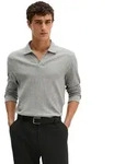 Langarm-Poloshirt MARC O'POLO "mit Rippenstruktur", Herren, Gr. M, grau (medium braun