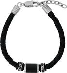 Lederarmband TOM TAILOR, schwarz (edelstahlfarben, schwarz), Armb&auml;nder, Herren,