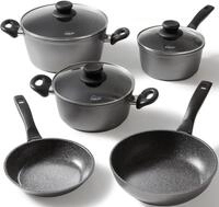 STONELINE Topf-Set Set, Bratentopf 20 cm, Kochtopf 20 cm, Kasserolle 18 cm, Pfanne
