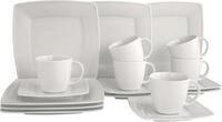 CreaTable Kaffeeservice "Victoria Weiss" abgerundete, quadratische Form