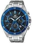 Chronograph CASIO EDIFICE, silber (blau, silberfarben), Armbanduhren, Herren,